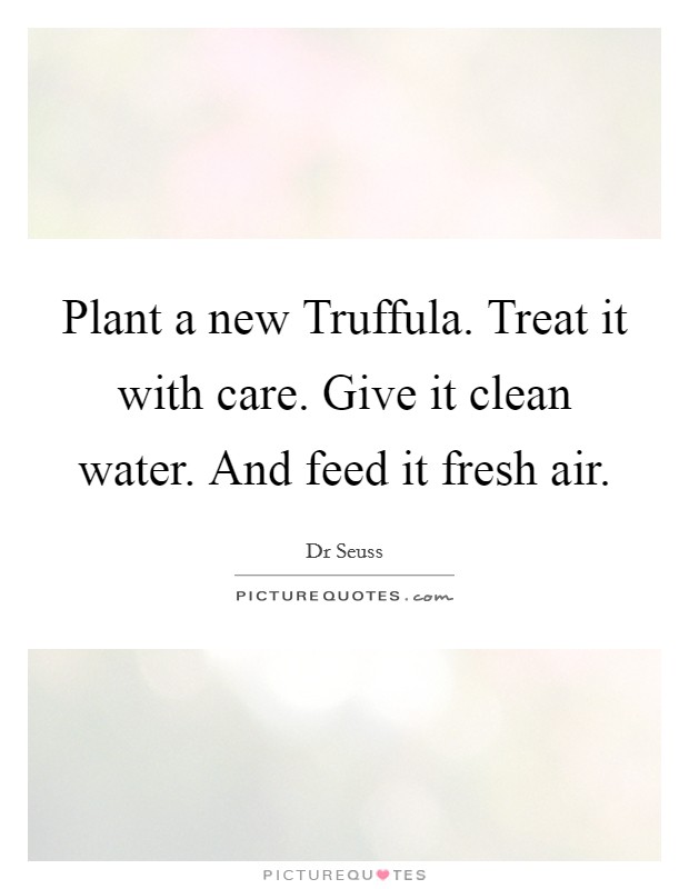 Plant a new Truffula. Treat it with care. Give it clean water. And feed it fresh air Picture Quote #1