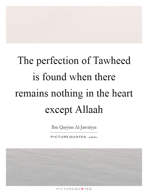 The perfection of Tawheed is found when there remains nothing in the heart except Allaah Picture Quote #1