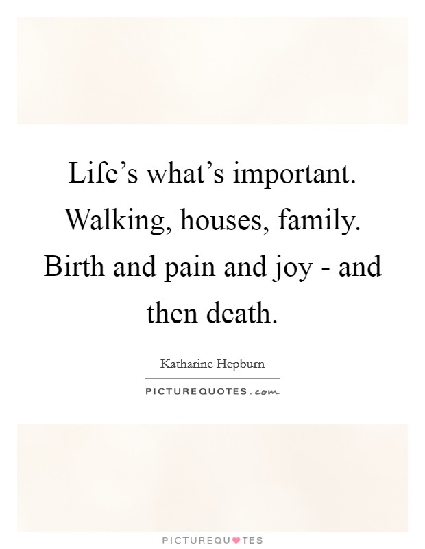 Life’s what’s important. Walking, houses, family. Birth and pain and joy - and then death Picture Quote #1