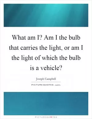 What am I? Am I the bulb that carries the light, or am I the light of which the bulb is a vehicle? Picture Quote #1