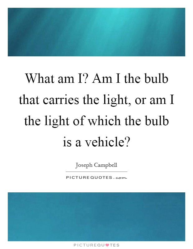 What am I? Am I the bulb that carries the light, or am I the light of which the bulb is a vehicle? Picture Quote #1