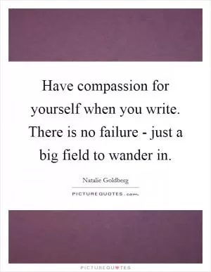Have compassion for yourself when you write. There is no failure - just a big field to wander in Picture Quote #1