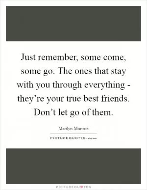 Just remember, some come, some go. The ones that stay with you through everything - they’re your true best friends. Don’t let go of them Picture Quote #1