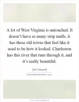 A lot of West Virginia is untouched. It doesn’t have as many strip malls, it has these old towns that feel like it used to be how it looked. Charleston has this river that runs through it, and it’s really beautiful Picture Quote #1