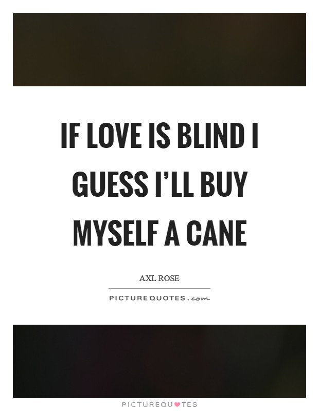 If love is blind I guess I'll buy myself a cane Picture Quote #1