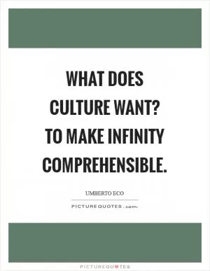 What does culture want? To make infinity comprehensible Picture Quote #1