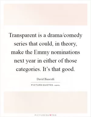 Transparent is a drama/comedy series that could, in theory, make the Emmy nominations next year in either of those categories. It’s that good Picture Quote #1