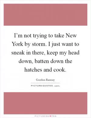 I’m not trying to take New York by storm. I just want to sneak in there, keep my head down, batten down the hatches and cook Picture Quote #1