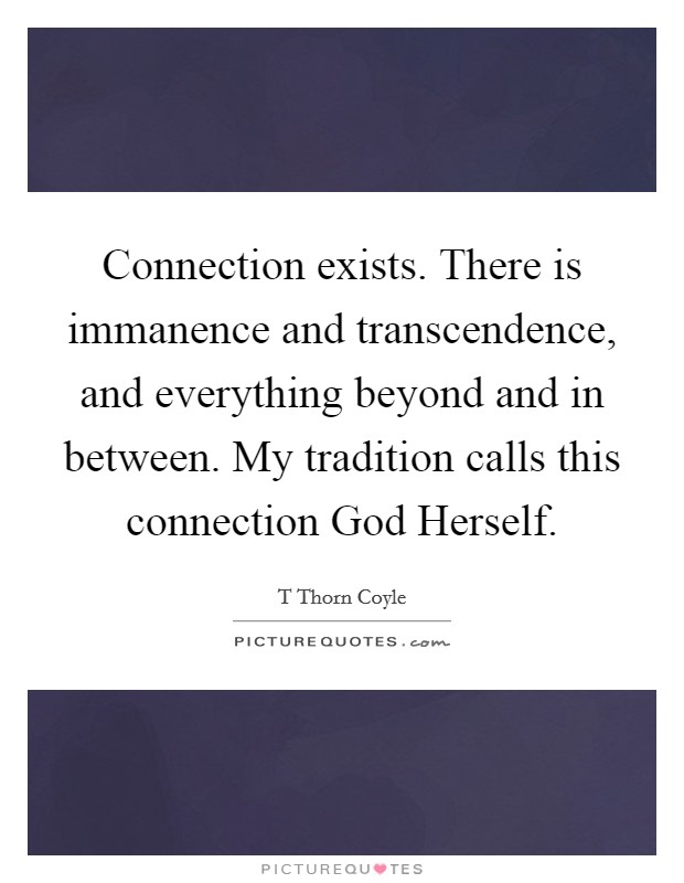 Connection exists. There is immanence and transcendence, and everything beyond and in between. My tradition calls this connection God Herself Picture Quote #1