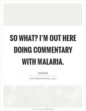 So what? I’m out here doing commentary with Malaria Picture Quote #1