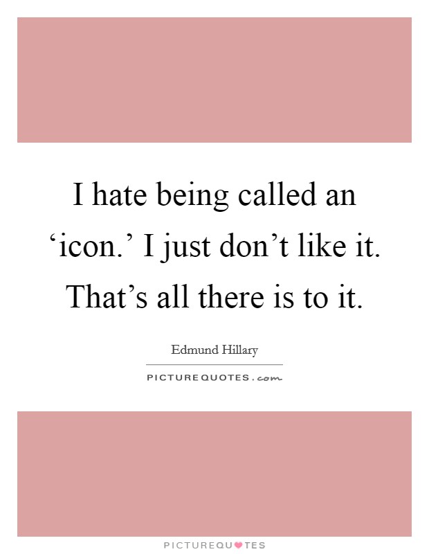 I hate being called an ‘icon.' I just don't like it. That's all there is to it Picture Quote #1