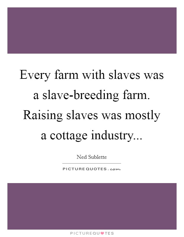 Every farm with slaves was a slave-breeding farm. Raising slaves was mostly a cottage industry Picture Quote #1