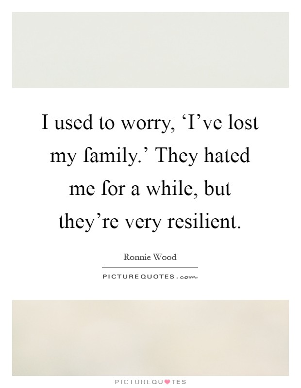 I used to worry, ‘I've lost my family.' They hated me for a while, but they're very resilient Picture Quote #1