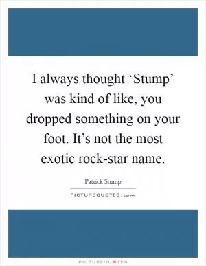 I always thought ‘Stump’ was kind of like, you dropped something on your foot. It’s not the most exotic rock-star name Picture Quote #1