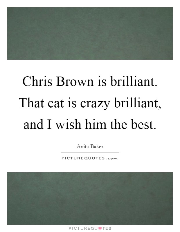 Chris Brown is brilliant. That cat is crazy brilliant, and I wish him the best Picture Quote #1