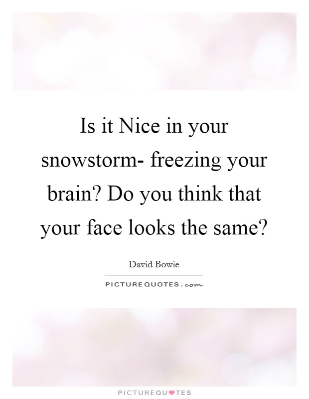 Is it Nice in your snowstorm- freezing your brain? Do you think that your face looks the same? Picture Quote #1
