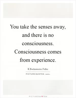 You take the senses away, and there is no consciousness. Consciousness comes from experience Picture Quote #1