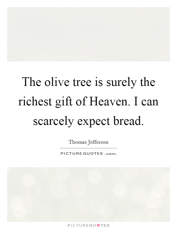 The olive tree is surely the richest gift of Heaven. I can scarcely expect bread Picture Quote #1