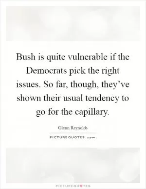 Bush is quite vulnerable if the Democrats pick the right issues. So far, though, they’ve shown their usual tendency to go for the capillary Picture Quote #1
