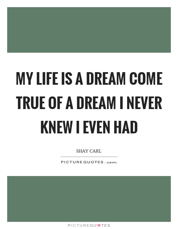 My life is a dream come true of a dream I never knew I even had Picture Quote #1