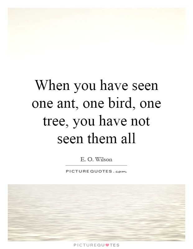 When you have seen one ant, one bird, one tree, you have not seen them all Picture Quote #1