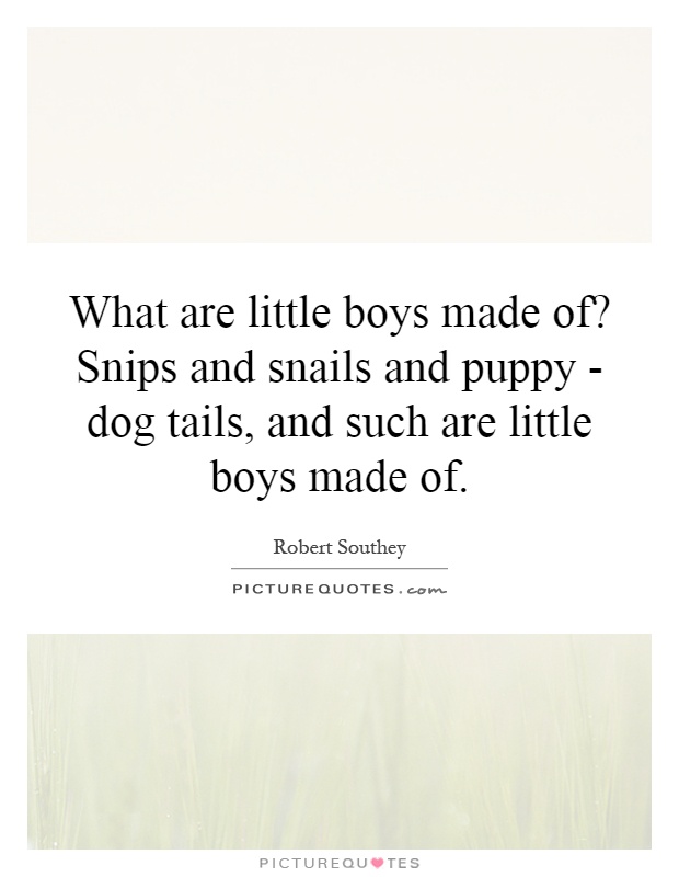 What are little boys made of? Snips and snails and puppy - dog tails, and such are little boys made of Picture Quote #1