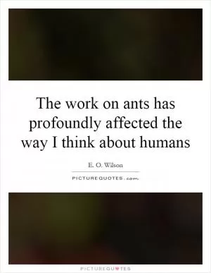 The work on ants has profoundly affected the way I think about humans Picture Quote #1