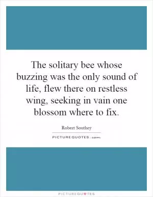 The solitary bee whose buzzing was the only sound of life, flew there on restless wing, seeking in vain one blossom where to fix Picture Quote #1