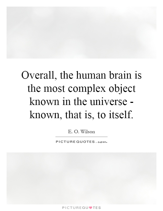 Overall, the human brain is the most complex object known in the universe - known, that is, to itself Picture Quote #1
