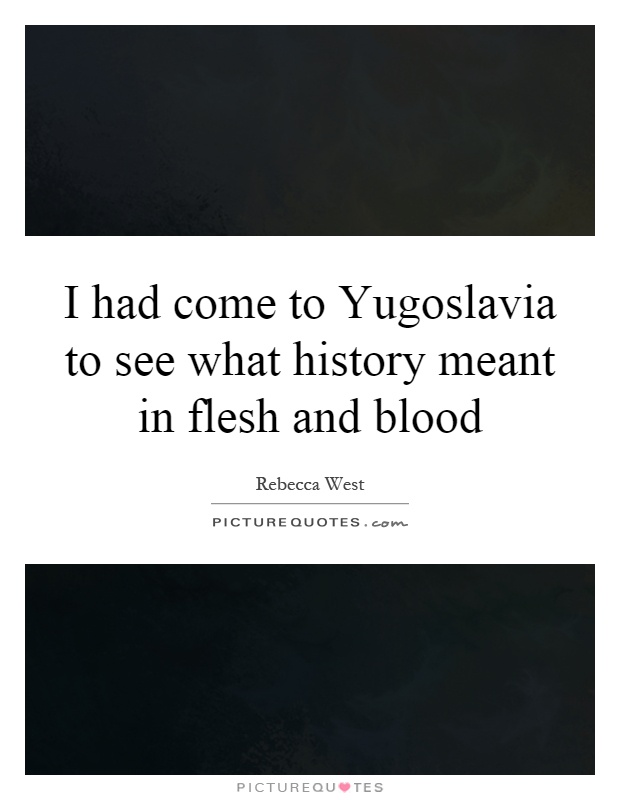 I had come to Yugoslavia to see what history meant in flesh and blood Picture Quote #1