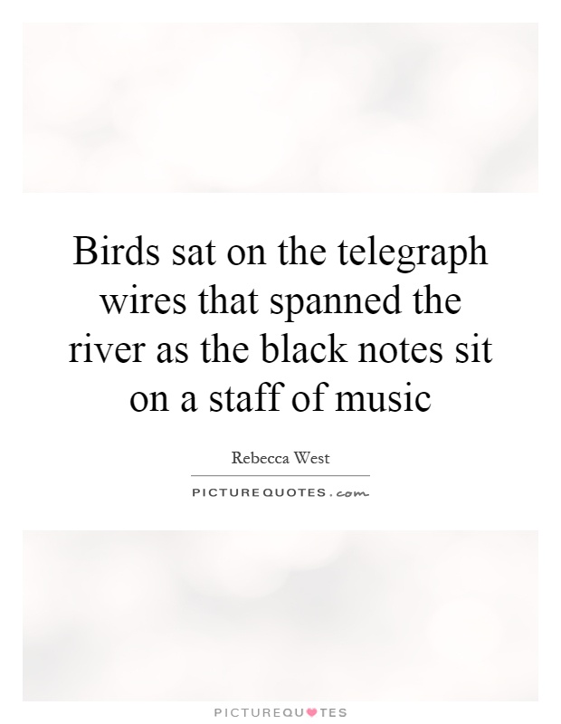 Birds sat on the telegraph wires that spanned the river as the black notes sit on a staff of music Picture Quote #1