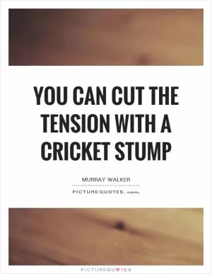 You can cut the tension with a cricket stump Picture Quote #1