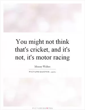 You might not think that's cricket, and it's not, it's motor racing Picture Quote #1