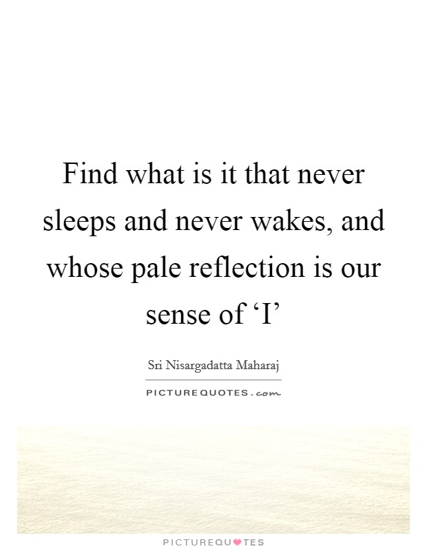 Find what is it that never sleeps and never wakes, and whose pale reflection is our sense of ‘I' Picture Quote #1