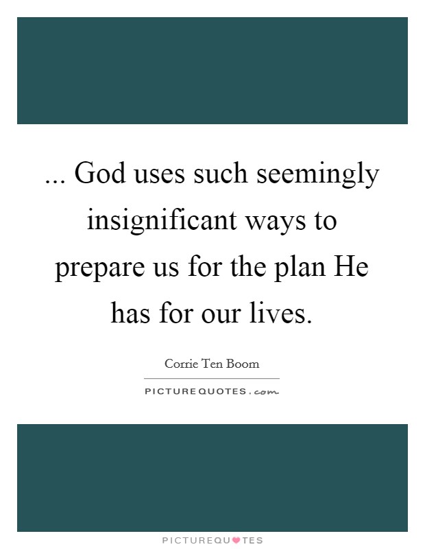 ... God uses such seemingly insignificant ways to prepare us for the plan He has for our lives Picture Quote #1