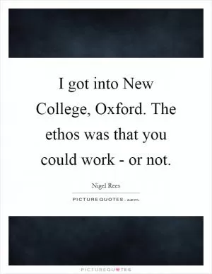 I got into New College, Oxford. The ethos was that you could work - or not Picture Quote #1