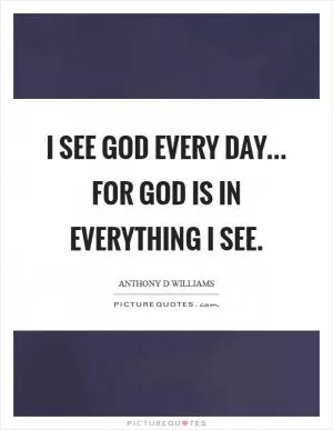 I see God every day... For God is in everything I see Picture Quote #1