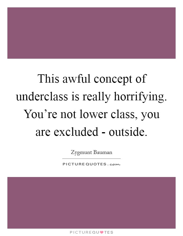 This awful concept of underclass is really horrifying. You're not lower class, you are excluded - outside Picture Quote #1