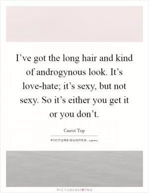 I’ve got the long hair and kind of androgynous look. It’s love-hate; it’s sexy, but not sexy. So it’s either you get it or you don’t Picture Quote #1