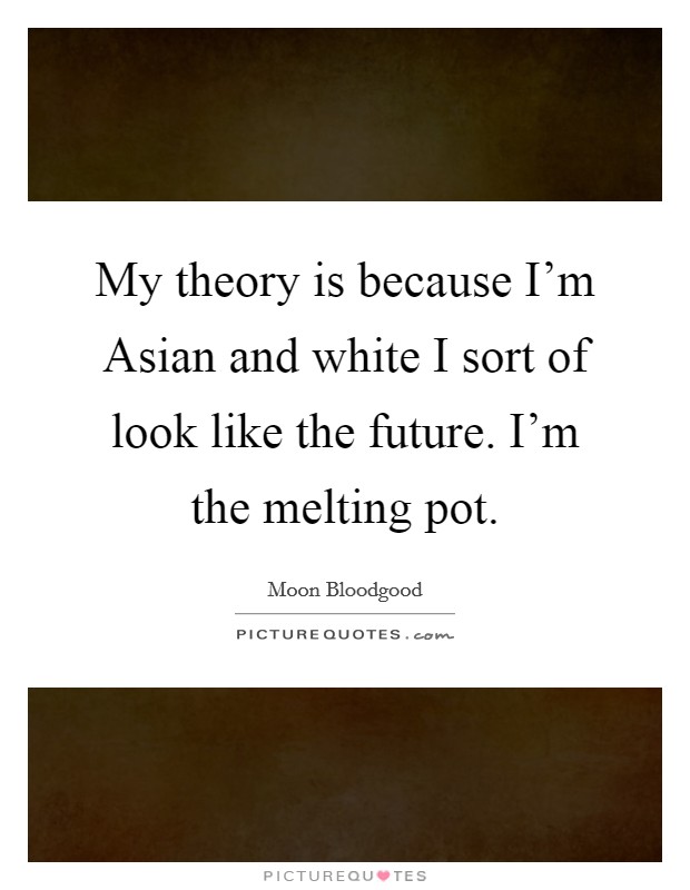 My theory is because I'm Asian and white I sort of look like the future. I'm the melting pot Picture Quote #1