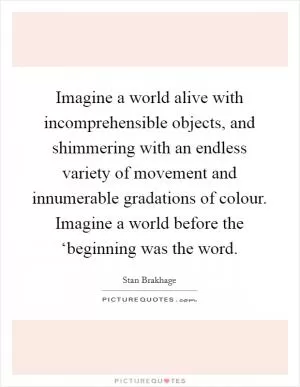 Imagine a world alive with incomprehensible objects, and shimmering with an endless variety of movement and innumerable gradations of colour. Imagine a world before the ‘beginning was the word Picture Quote #1