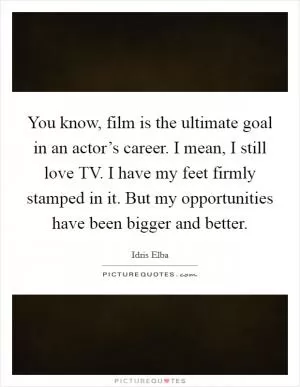You know, film is the ultimate goal in an actor’s career. I mean, I still love TV. I have my feet firmly stamped in it. But my opportunities have been bigger and better Picture Quote #1