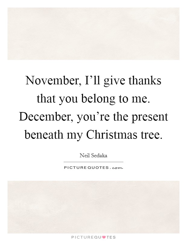 November, I'll give thanks that you belong to me. December, you're the present beneath my Christmas tree Picture Quote #1