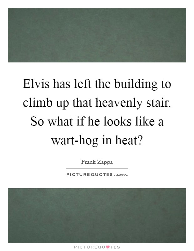 Elvis has left the building to climb up that heavenly stair. So what if he looks like a wart-hog in heat? Picture Quote #1