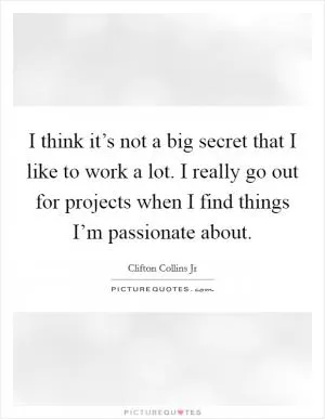 I think it’s not a big secret that I like to work a lot. I really go out for projects when I find things I’m passionate about Picture Quote #1