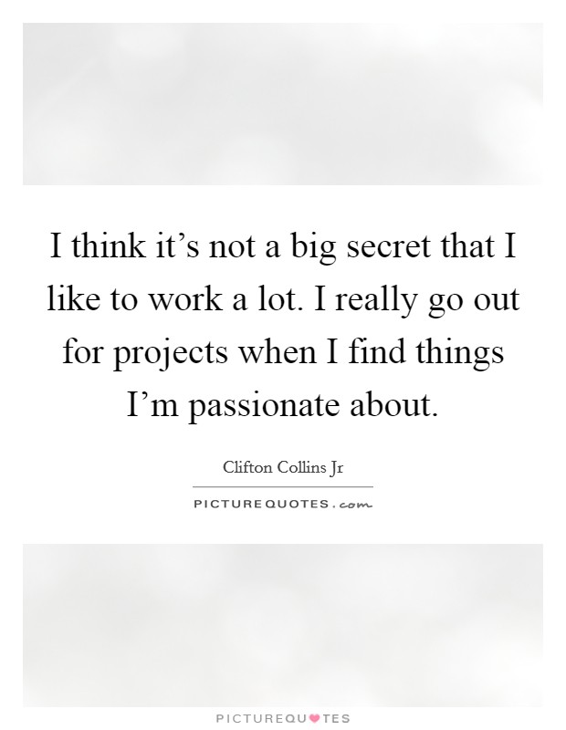 I think it's not a big secret that I like to work a lot. I really go out for projects when I find things I'm passionate about Picture Quote #1