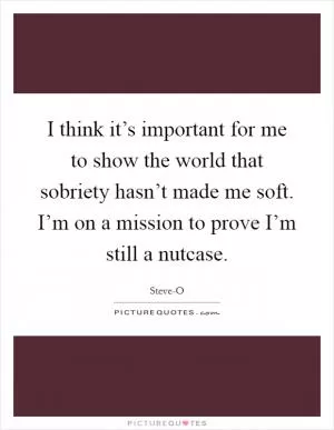 I think it’s important for me to show the world that sobriety hasn’t made me soft. I’m on a mission to prove I’m still a nutcase Picture Quote #1