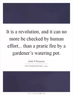 It is a revolution, and it can no more be checked by human effort... than a prarie fire by a gardener’s watering pot Picture Quote #1