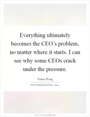 Everything ultimately becomes the CEO’s problem, no matter where it starts. I can see why some CEOs crack under the pressure Picture Quote #1