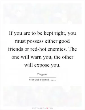 If you are to be kept right, you must possess either good friends or red-hot enemies. The one will warn you, the other will expose you Picture Quote #1